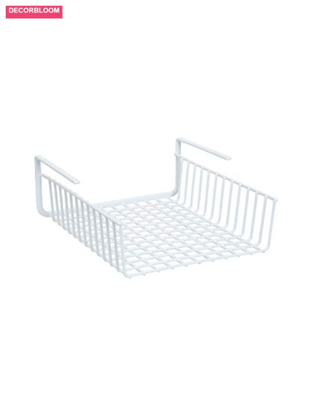 White Wire Under Shelf Hanging Basket, Kitchen Storage Organizer, 13.5x12.5x5.13